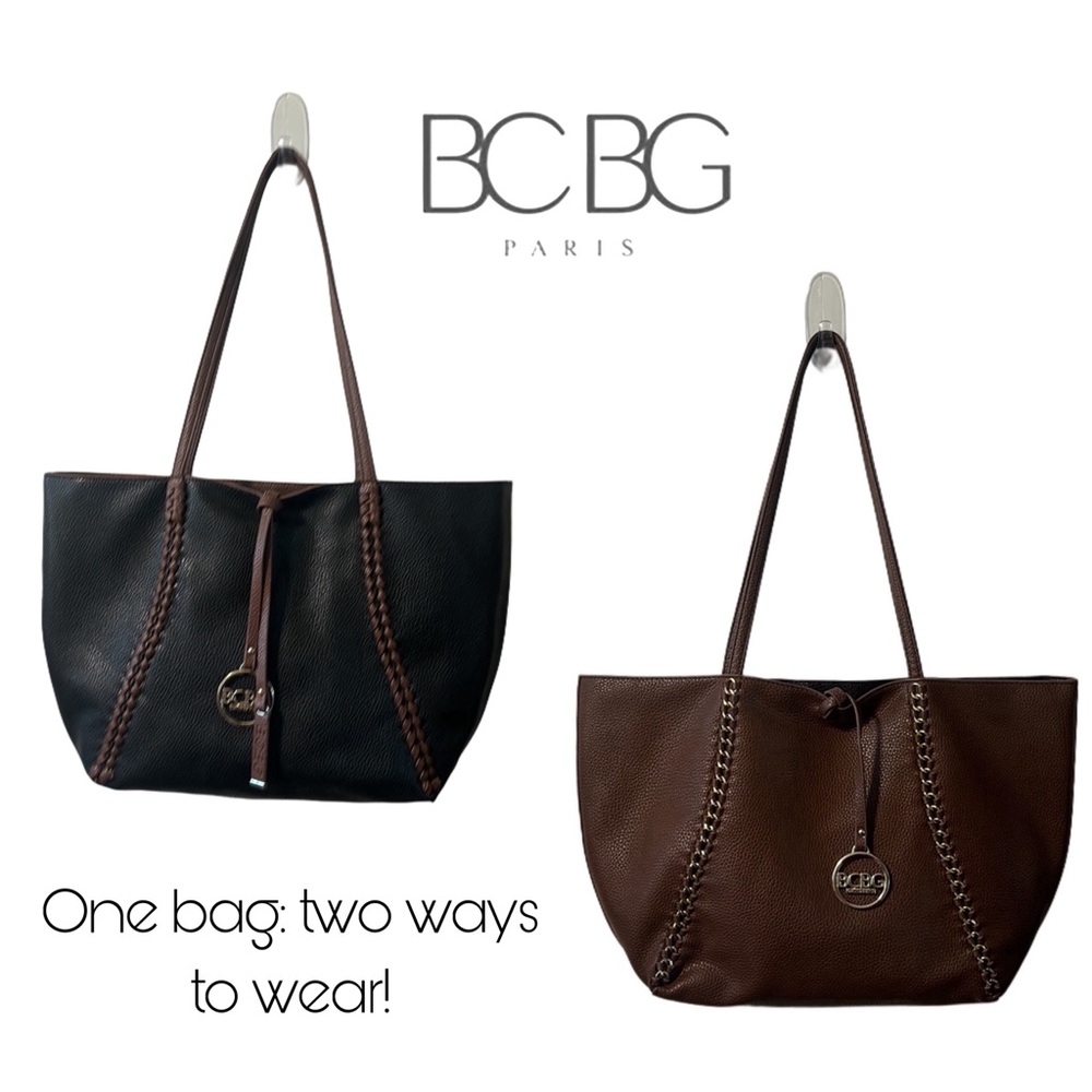 BCBG Dual-Tone Black and Brown Tote